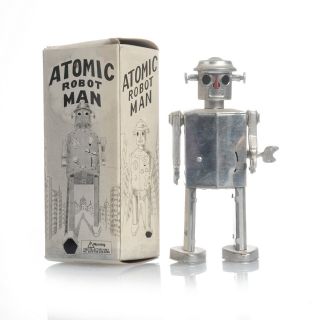 Limited Edition 1997 Atomic Robot Man Schylling Collector Series Silver Key Toy