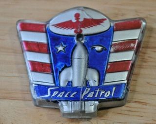 Vintage Space Patrol Plastic Pin 1 7/8 