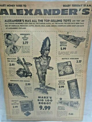 Big Loo 1963 Marx Ad From Newspaper Nyc Vintage Robot Toy Full Page