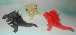 Vintage Bandai Gachapon Translucent Godzilla Figures In 3 Colors