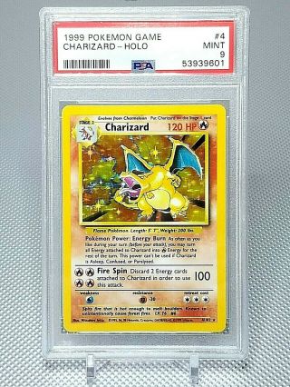 Psa 9 Charizard 1999 Pokemon Game Card Holo 4/102 Rare