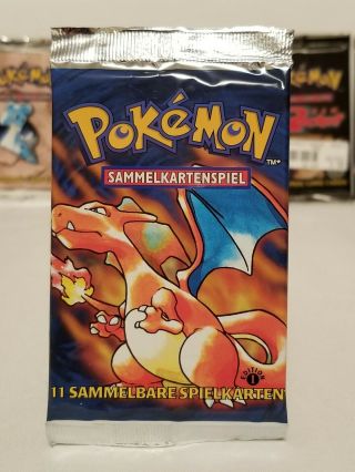 Pokemon German 1st Edition Base Set Booster Pack,  Charizard Art,  Factory