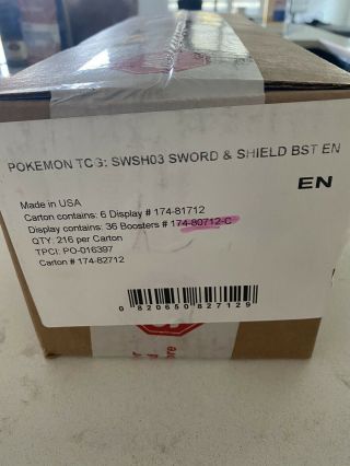 Pokemon Sword And Shield Darkness Ablaze Factory 6 Booster Box Case
