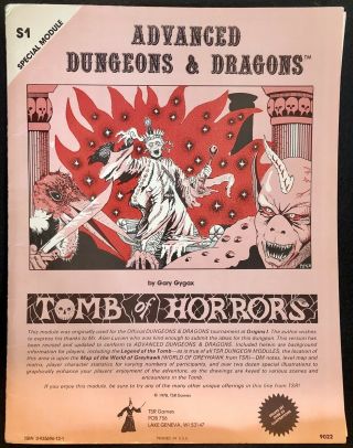 S1 “tomb Of Horrors” Module - Advanced Dungeons & Dragons Ad&d Tsr (9022),  1978