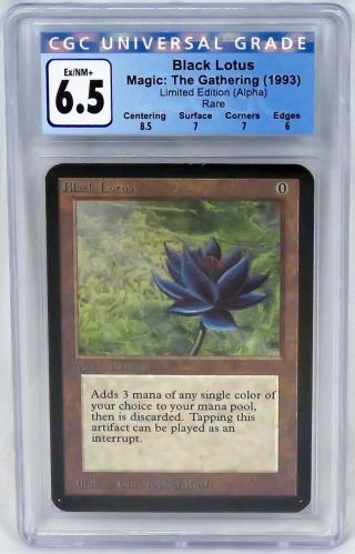 Magic The Gathering Mtg Limited Edition Alpha Black Lotus Card Graded Cgc 6.  5