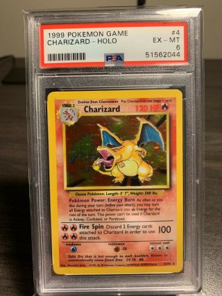 Pokémon 1999 Charizard 4/102 Holo Base Set Psa 6