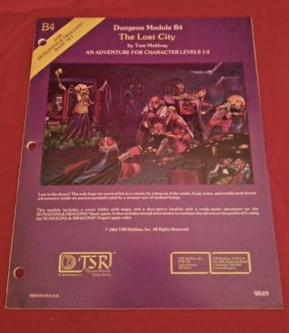 B4 - The Lost City (1st Printing) 9049 Dungeons & Dragons - D&d Tsr 1982