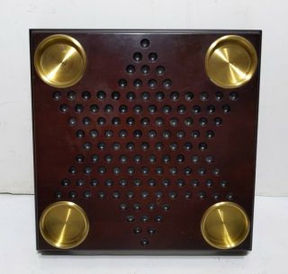 Vintage Bombay Company Mahogany Wood Chinese Checkers Marbles Game Board