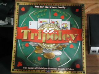 Tripoley 65th Anniversary Edition Game - 1997 Cadaco - Rotating Tray Chips Cards