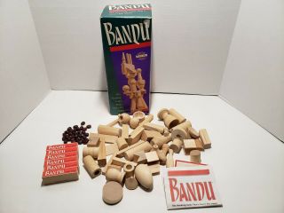 Vintage Bandu Stacking Game Wooden Blocks Milton Bradley 1991 Complete