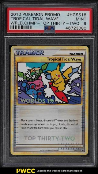 2010 Pokemon World Championships Promo Top Thirty - Two Tropical Tidal Wave Psa 9