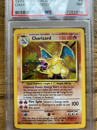 Psa 7 1999 Pokemon Charizard Holo Unlimited 4/102 Wow