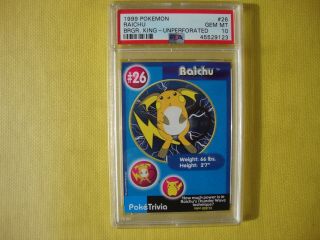 1999 Burger King Pokemon Raichu Unperforated 26 Graded Psa 10 Gem Pop 1