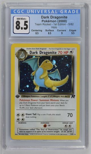 Team Rocket 1st Edition Dark Dragonite Holo Pokemon Card 5/82 Cgc 8.  5 Psa/bgs