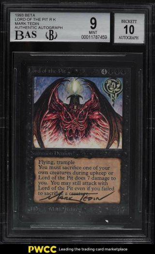 1993 Magic The Gathering Mtg Beta Lord Of The Pit R K Auto Bas Bgs 9