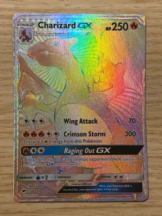 Pokemon Charizard Gx 150/147 Hyper Rainbow Rare - Burning Shadows Pokemon Card