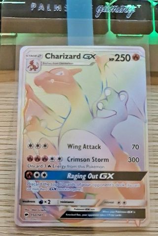 Pokemon Charizard Gx 150/147 Hyper Rainbow Rare - Burning Shadows Pokemon Card