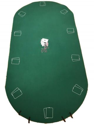 Vegas Classics Green Felt 10 Player Poker Table Mat Rubberized With Case 68”x36”