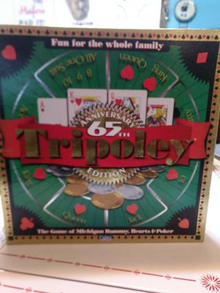 Tripoley 65th Anniversary Edition Game - 1997 Cadaco - Rotating Tray Chips Cards