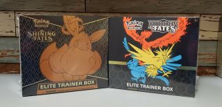 2 Elite Trainer Boxes.  Pokemon Hidden Fates & Shining Fate Etb Factory