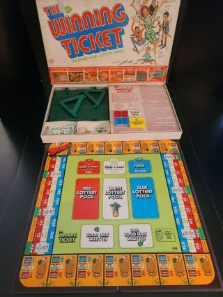 Complete Vintage 1977 Ideal Toys The Winning Ticket Board Game Home Lottery Game