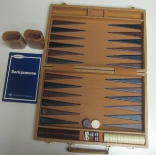 Vintage Backgammon Set By Fred Roberts Sanfrancisco Tan Faux Leather Travel Case