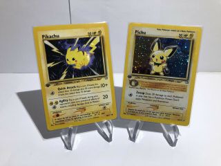 Pokemon Wotc 1st Edition Neo Genesis Rare Holo Pichu And Pikachu Cards