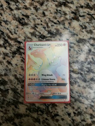 2017 - Charizard Gx - Burning Shadows - 150/147 - Rainbow Rare - Pokemon Card