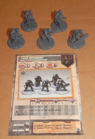 Dust Tactics Laser Grenadiers Squad (5) Unpainted With Card 2010 First Edition