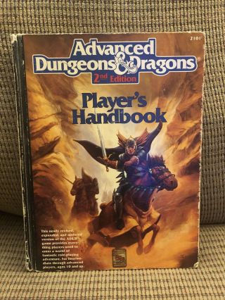 Advanced Dungeons & Dragons Players Handbook 2nd Edition D&d 2101 Tsr Rpg