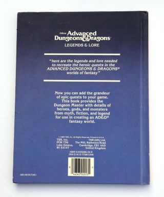 TSR Advanced Dungeons and Dragons Legends And Lore 1984 AD&D 2013 2