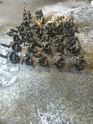 Warhammer 40k Orks,  32 Orc Boys With Choppas And Sluggas And 2 With Big Shootas