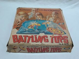 Vintage 1968 Battling Tops Game Toy Incomplete Ideal Toy Corps Family Board Game