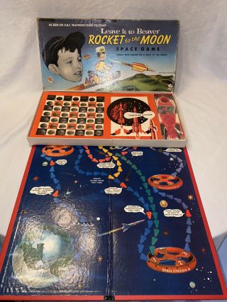 Leave It To Beaver Rocket To The Moon Board Game 1959 Space Age Complete