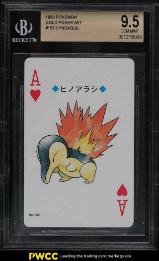 1999 Pokemon Gold Poker Set Nintendo Playing Card Cyndaquil 155 Bgs 9.  5 Gem Mt
