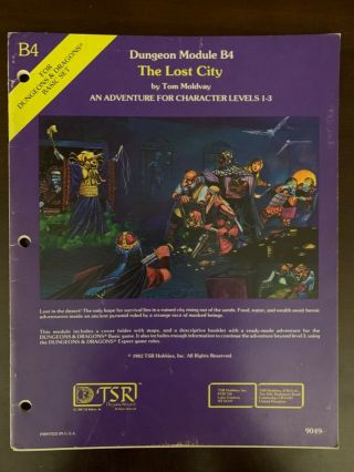 B4 - The Lost City 1st Print 9049 Dungeons & Dragons - D&d Tsr 1982