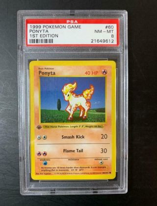 1999 1st Edition Ponyta Psa 8 60 Rare Base Set First Ed Pokemon Card Unlimited