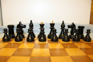 Vintage Soviet USSR Wooden Chess Set with small figurines.  1970 - s 2