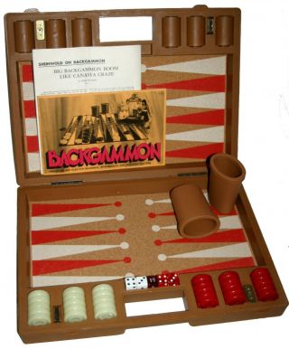 Vintage 1973 Pacific Game Co Portable Full Size Backgammon Set Case & Rule Book