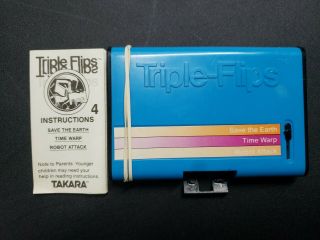 Vintage Takara Triple Flips 3 - In - 1 Travel Game 4 Save The Earth Time Warp1981