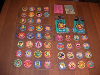 The Simpsons 1994 Skybox Pogs Complete 50 Character Set,  Wrappers,  Promos
