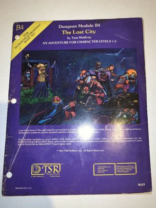 B4 - The Lost City 1st Print 9049 Dungeons & Dragons - D&d Tsr 1982
