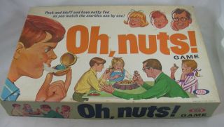 Oh,  Nuts Board Game Ideal 1969 Peek & Bluff 2116 - 2 Marbles Vintage