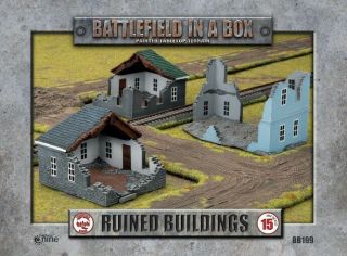 Flames Of War Battlefield In A Box Ruined Buildings Bb199 No Box Complete Set