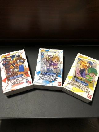 Digimon Card Game 2020 3 Starter Deck Set Red Blue Yellow English Version