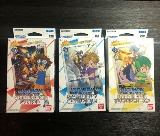 Digimon Card Game 2020 3 Starter Deck Set Red Blue Yellow English Version