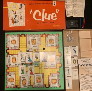 Vintage Clue 1956 Parker Brothers Detective Board Game - Complete