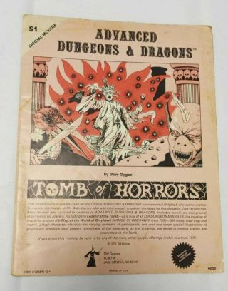 S1 Tomb Of Horrors 1978 Dungeons & Dragons Ad&d Tsr 9022 - Monochrome