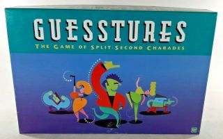 1990 Milton Bradley Guesstures Charades Party Game Complete - Exc.