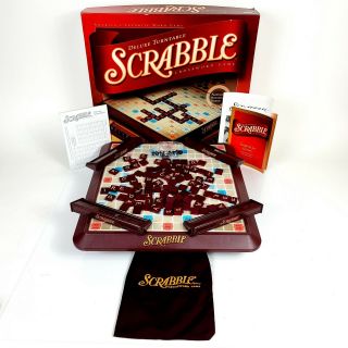 Scrabble Deluxe Turntable Edition 2001 Crossword Board Game Spins - Read